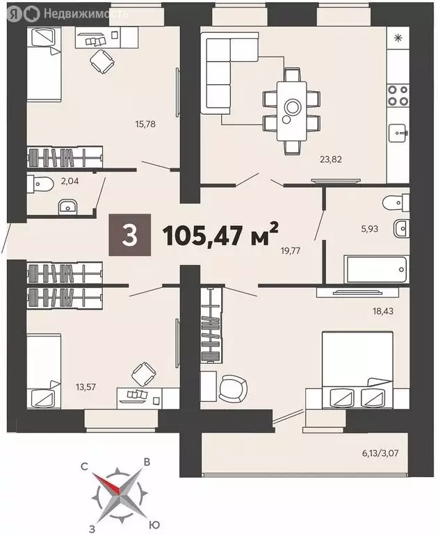 3-комнатная квартира: Пенза, улица 8 Марта, 31к3 (105.47 м) - Фото 0