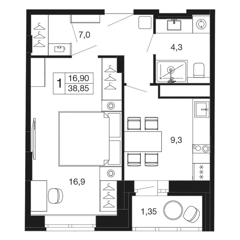 1-комнатная квартира: Апрелевка, жилой комплекс Времена Года, к2 (38.9 ... - Фото 1