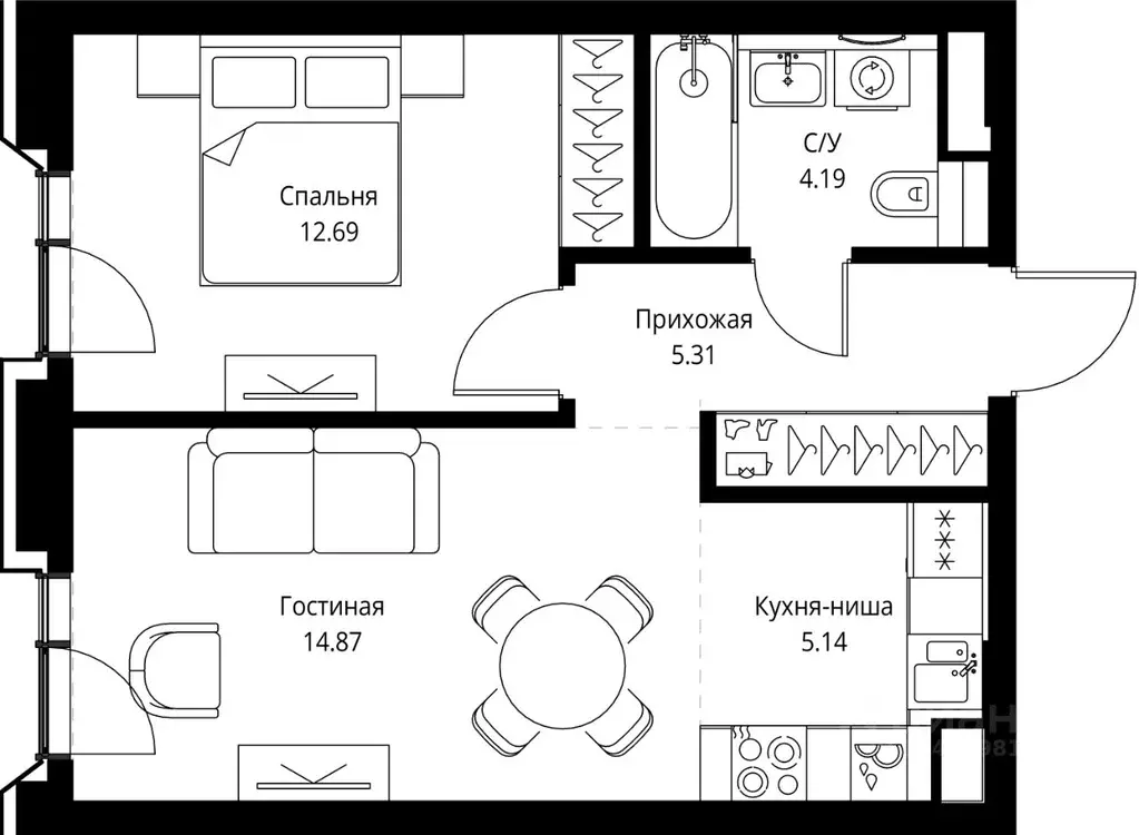 1-к кв. Москва просп. Мира, 186АС1 (42.2 м) - Фото 0