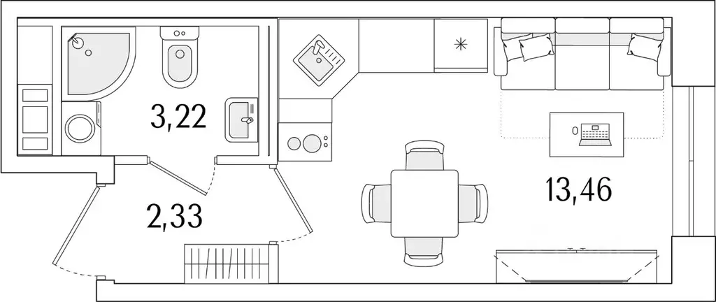 Студия Санкт-Петербург Гранат жилой комплекс (19.01 м) - Фото 1