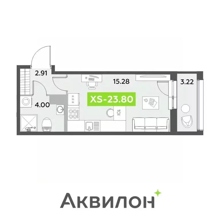 Студия Санкт-Петербург Аквилон Ливз 2 жилой комплекс (23.8 м) - Фото 0