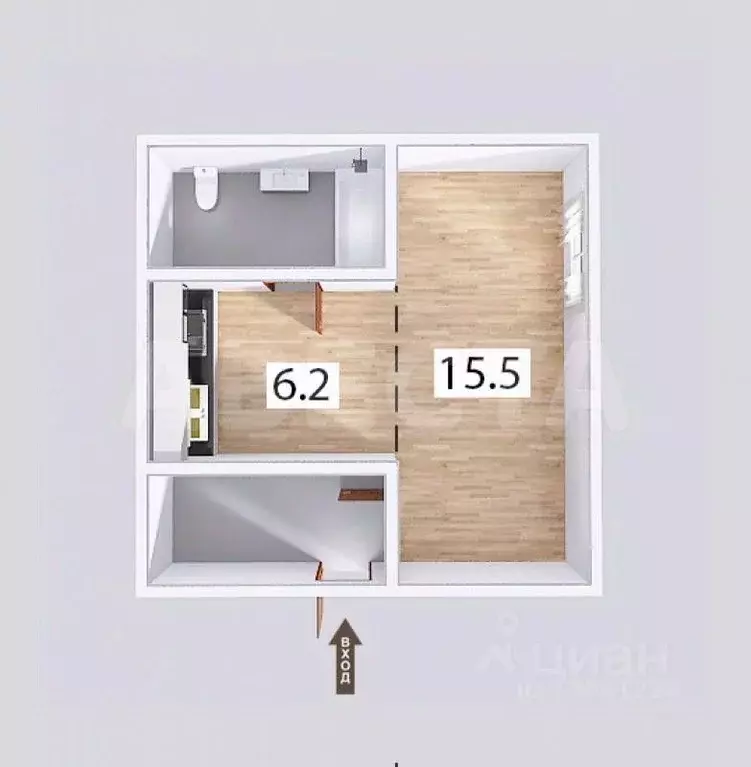 Студия Омская область, Омск наб. Иртышская, 20 (31.6 м) - Фото 2