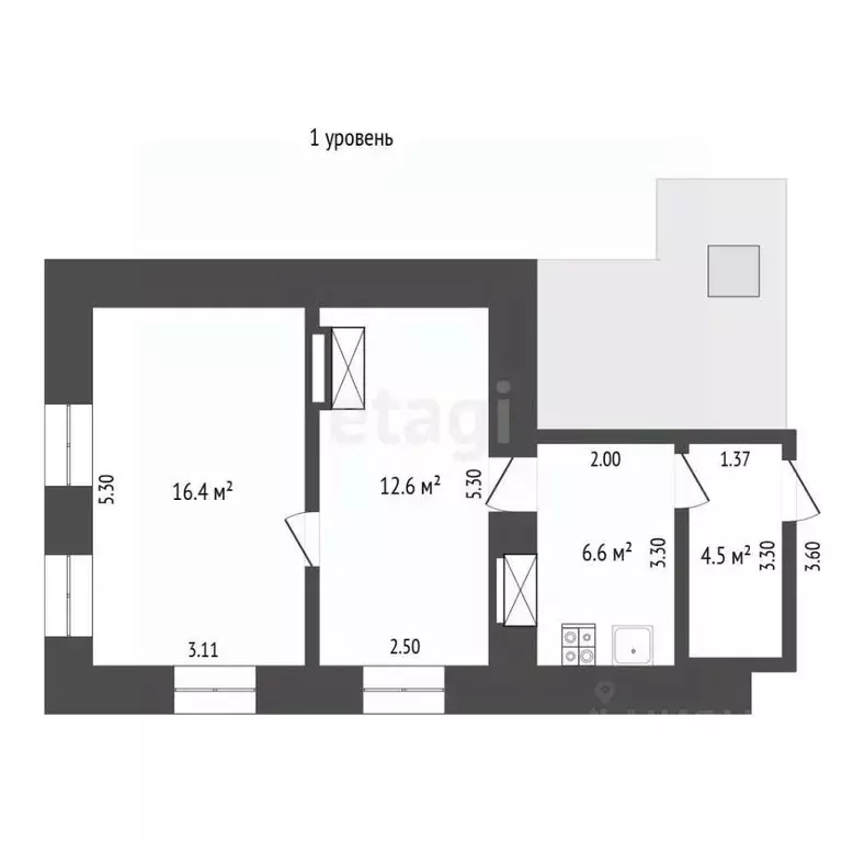 2-к кв. Крым, Белогорск туп. Садовый, 9 (40.1 м) - Фото 2
