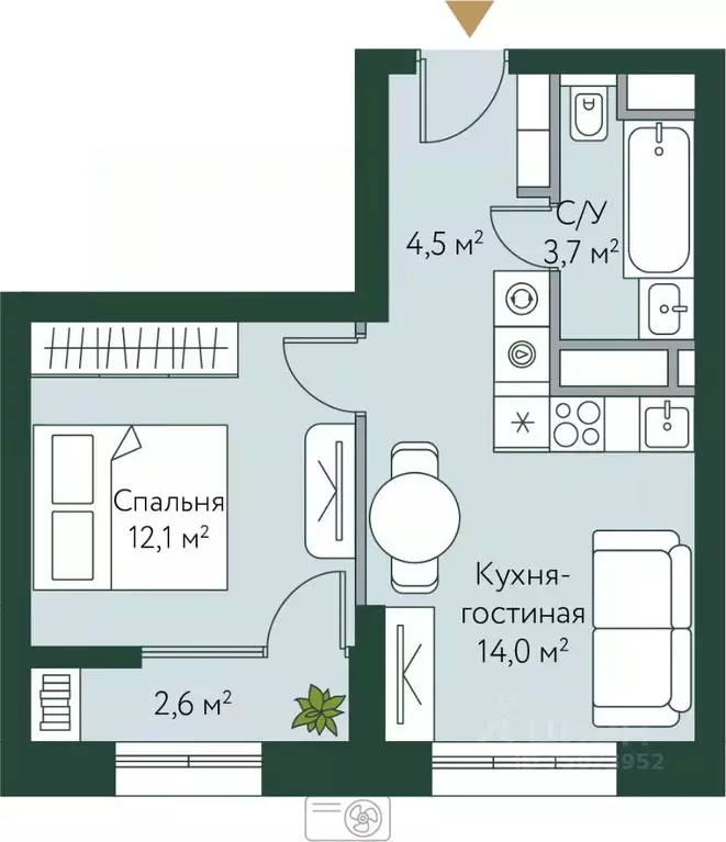 1-к кв. Волгоградская область, Волгоград Новосибирская ул., 74с1 (36.9 ... - Фото 0