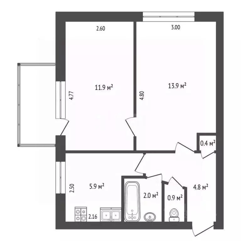 2-к кв. Севастополь ул. Репина, 4 (44.0 м) - Фото 1