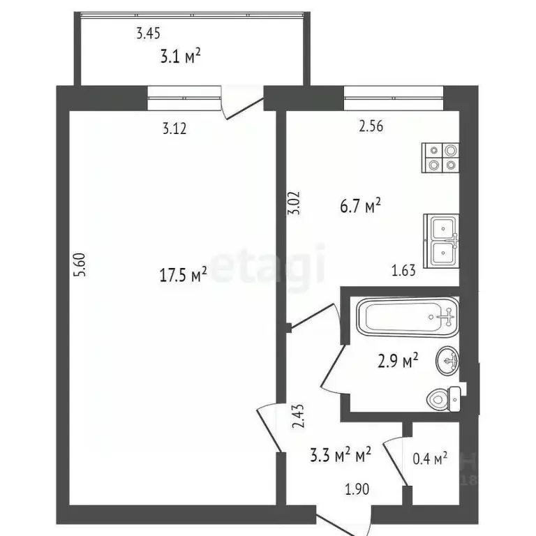 1-к кв. Ростовская область, Ростов-на-Дону Киргизская ул., 19/1 (32.0 ... - Фото 0