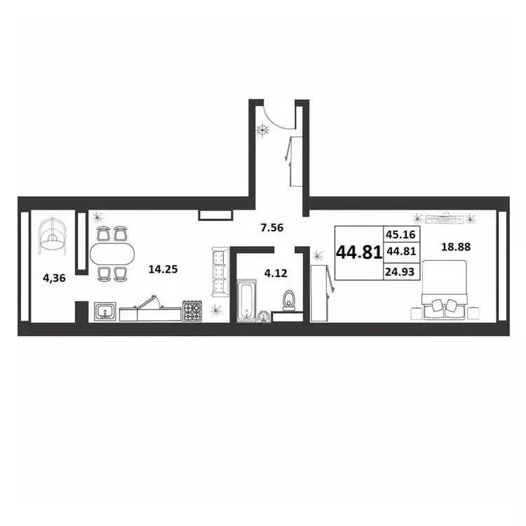 1-к кв. Новгородская область, Великий Новгород ул. Якова Павлова, 15 ... - Фото 1