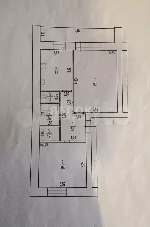 2-к. квартира, 46,3 м, 1/5 эт. - Фото 0