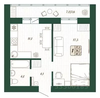 1-к кв. Самарская область, Волжский район, Смышляевка городское ... - Фото 1