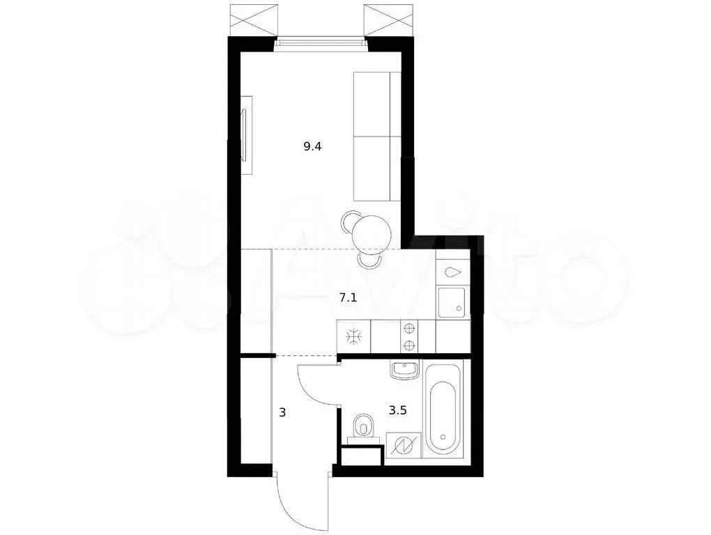 Квартира-студия, 23 м, 19/25 эт. - Фото 0