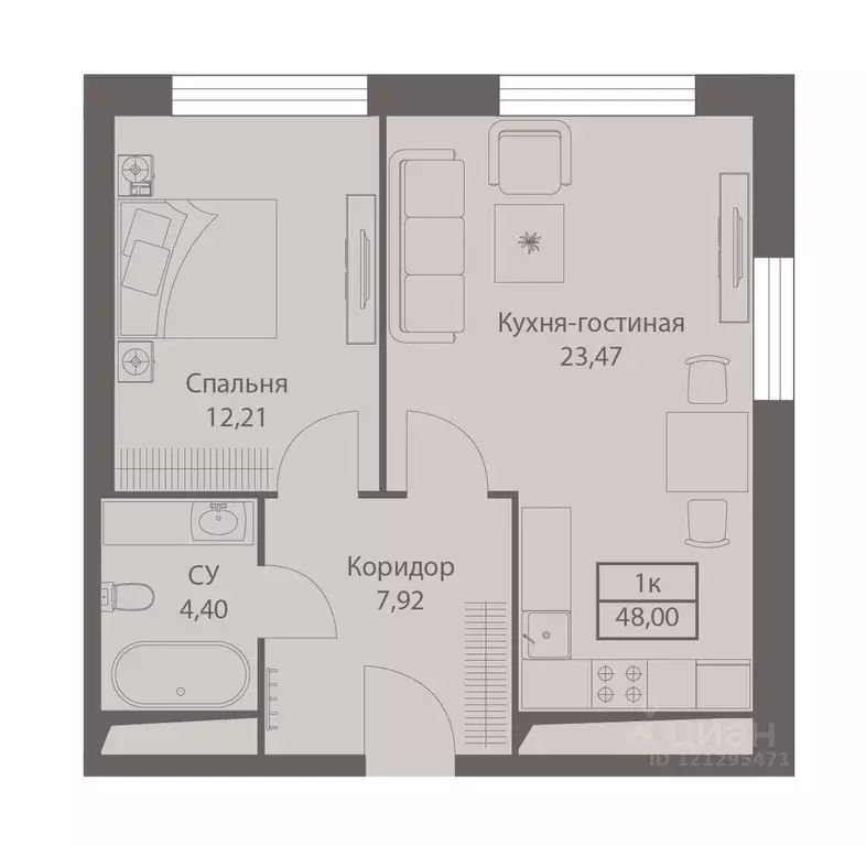 1-к кв. Москва ул. Академика Ильюшина, 21 (48.0 м) - Фото 0