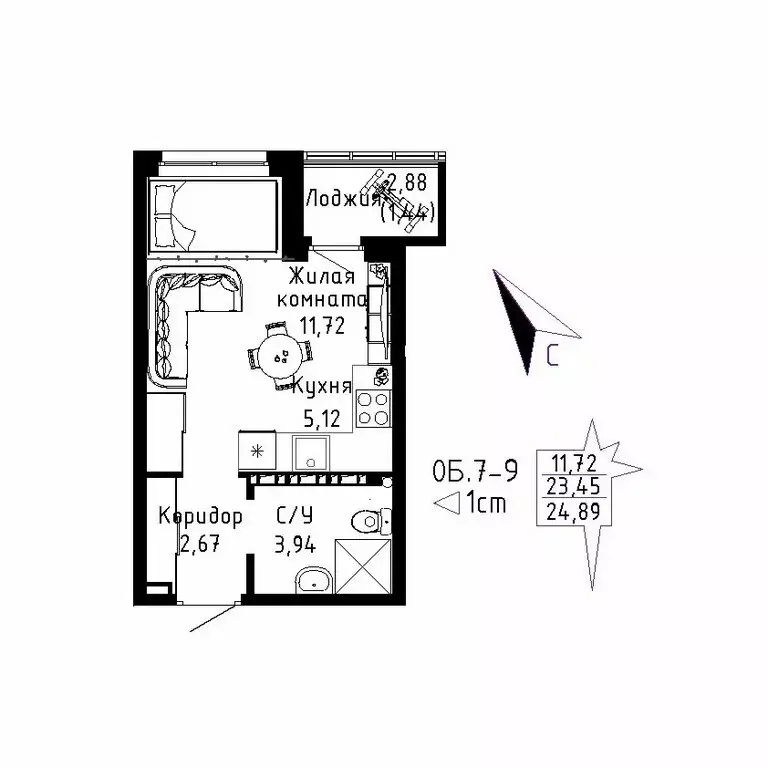 квартира-студия: екатеринбург, рощинская улица, 59 (24.89 м) - Фото 0