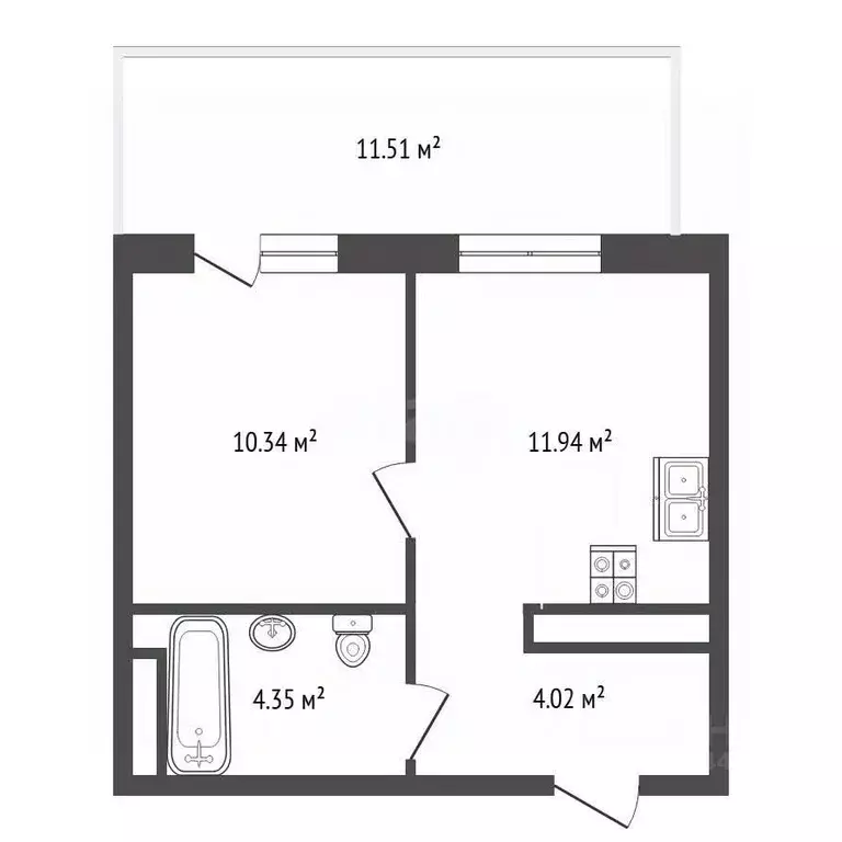1-к кв. Тюменская область, Тюмень ул. Александра Звягина, 12 (30.0 м) - Фото 1
