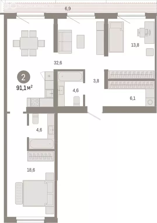 2-комнатная квартира: Новосибирск, Большевистская улица, с49 (91.06 м) - Фото 0