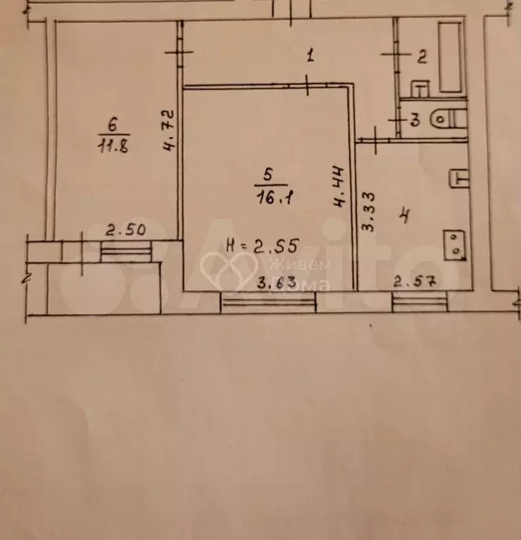 2-к. квартира, 50,7 м, 6/9 эт. - Фото 0