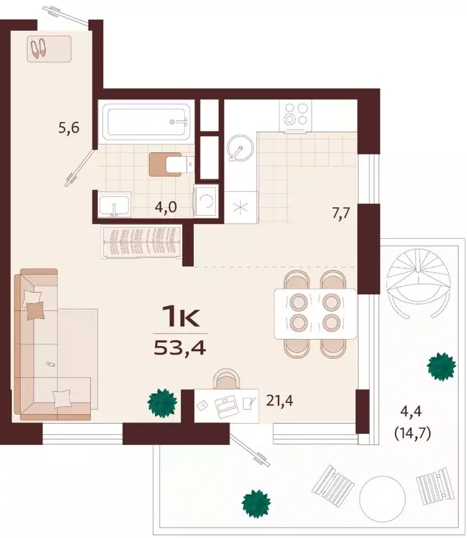1-к кв. Крым, Ялта Роялта жилой комплекс (53.4 м) - Фото 1