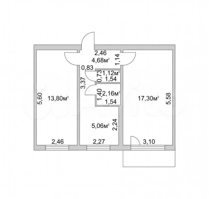 2-к. квартира, 44,1 м, 5/6 эт. - Фото 0