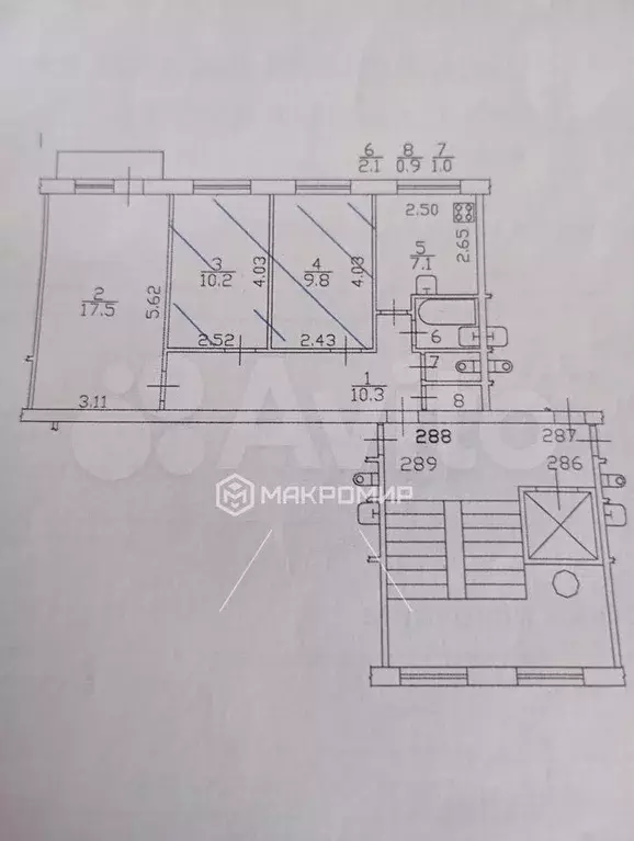 3-к. квартира, 59 м, 5/9 эт. - Фото 0