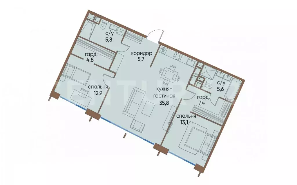 2-к кв. Москва ул. Нижние Мневники, 12с1 (91.2 м) - Фото 1