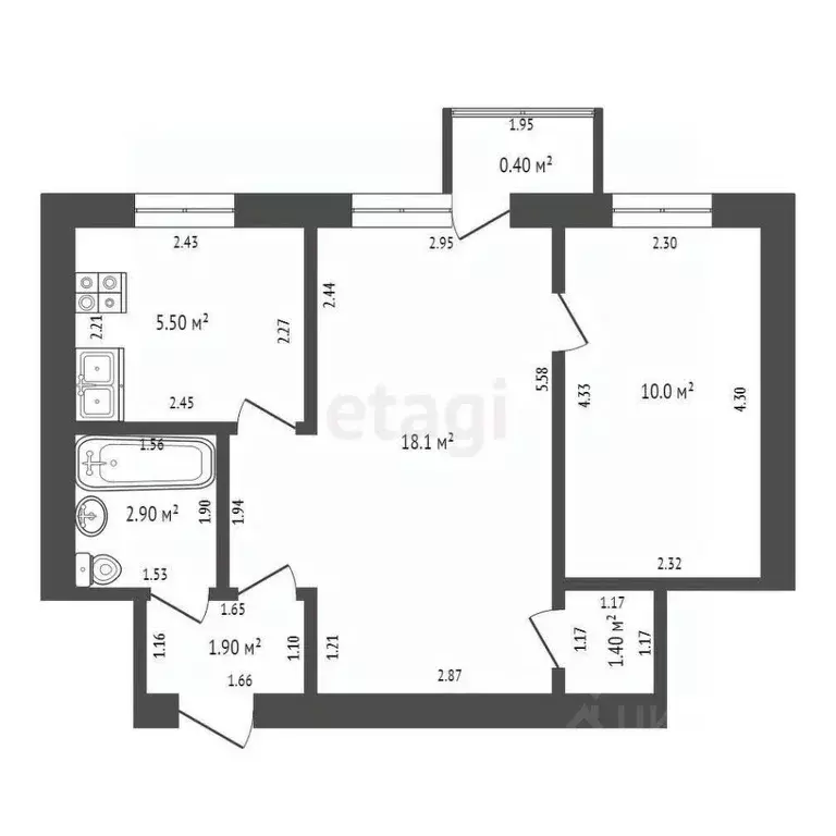 2-к кв. Тамбовская область, Тамбов Астраханская ул., 1/2 (39.8 м) - Фото 1
