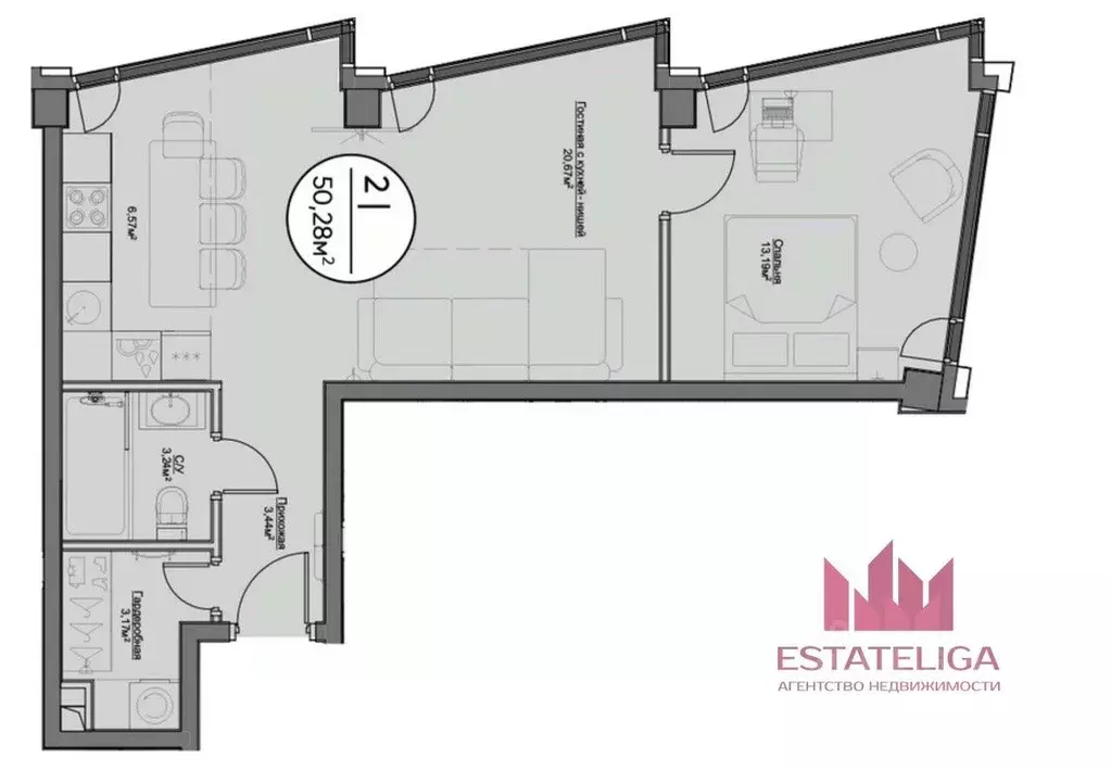 2-к кв. Москва 1-й Сетуньский проезд, 8 (50.3 м) - Фото 2