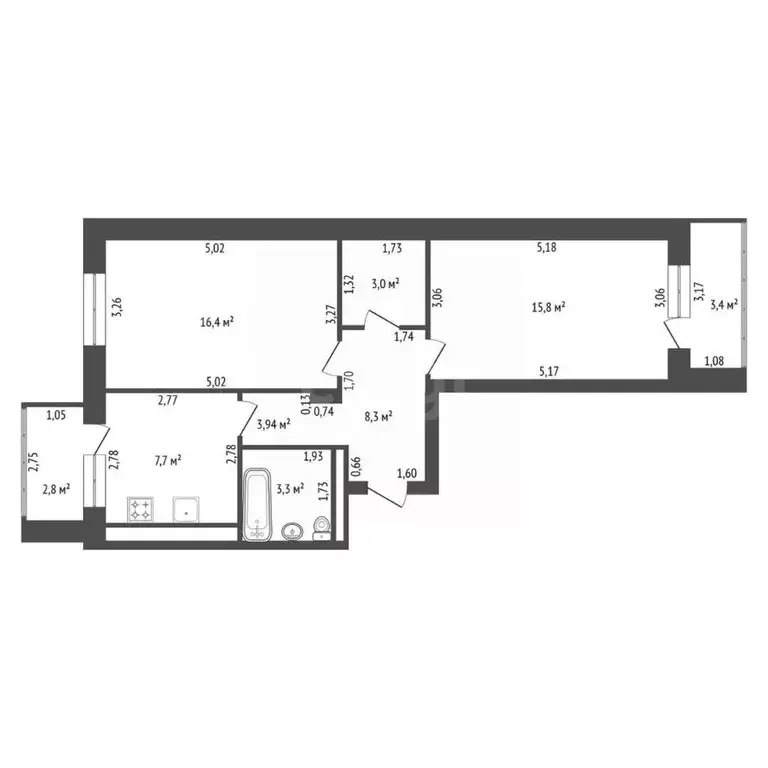 2-к кв. Башкортостан, Уфа ул. Генерала Кусимова, 15 (62.0 м) - Фото 2