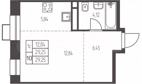 Квартира-студия, 29,3 м, 7/12 эт. - Фото 0