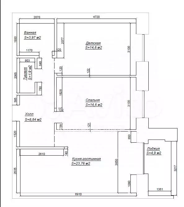 3-к. квартира, 67 м, 7/9 эт. - Фото 0