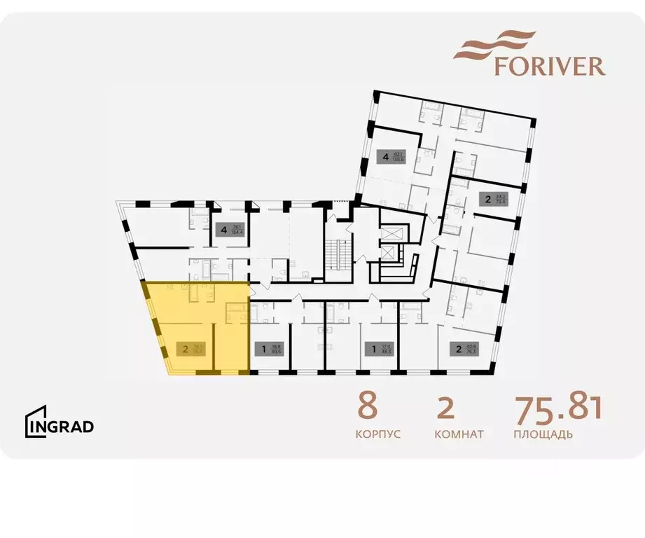 2-к кв. Москва Г мкр, Форивер жилой комплекс, 8 (75.81 м) - Фото 1