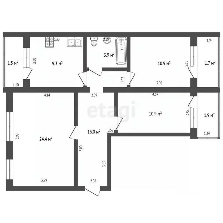 4-к кв. Башкортостан, Стерлитамак ул. Худайбердина, 54 (75.0 м) - Фото 1
