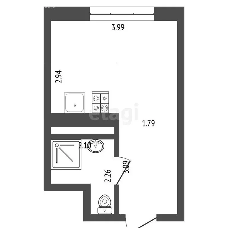 Квартира-студия: Тюмень, улица Ветеранов Труда, 36к1 (21 м) - Фото 1
