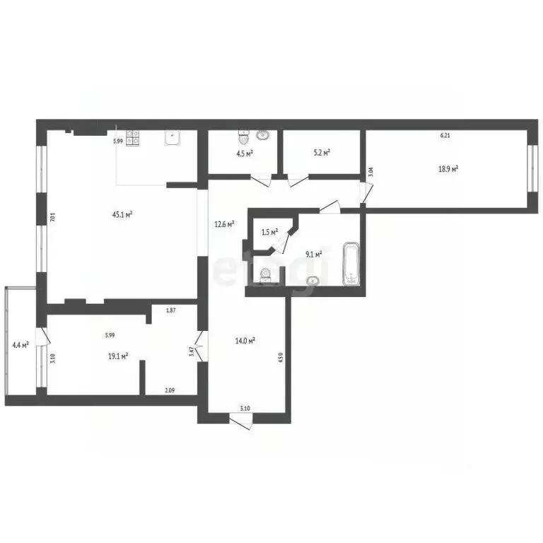 2-к кв. Тюменская область, Тюмень Холодильная ул., 138 (126.4 м) - Фото 1