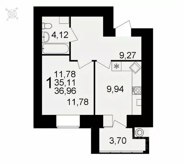 1-к кв. Рязанская область, Рязань ул. Княжье Поле, 10 (36.96 м) - Фото 1