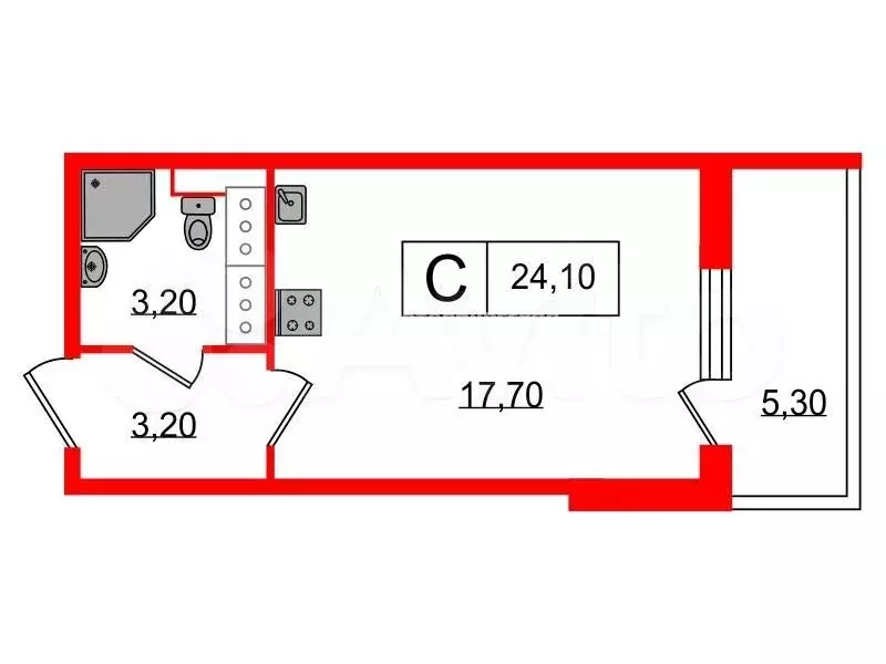 Квартира-студия, 24,1 м, 11/12 эт. - Фото 0