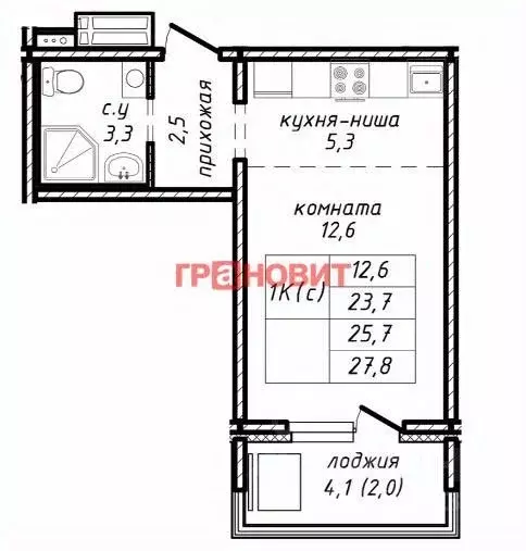 1-к кв. Новосибирская область, Новосибирск ул. Связистов, 162/1 (25.7 ... - Фото 1