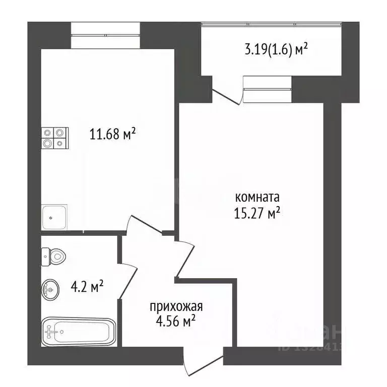 1-к кв. Вологодская область, Череповец Октябрьский просп., 94 (36.0 м) - Фото 1