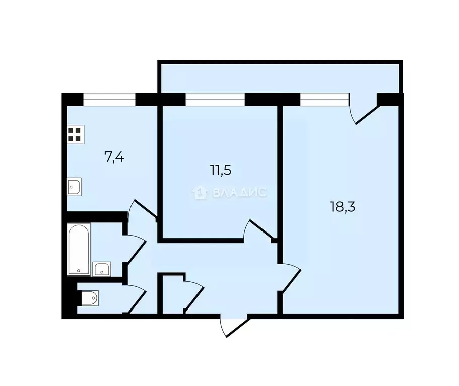 2-к кв. Липецкая область, Липецк ул. Валентины Терешковой, 40 (51.0 м) - Фото 2