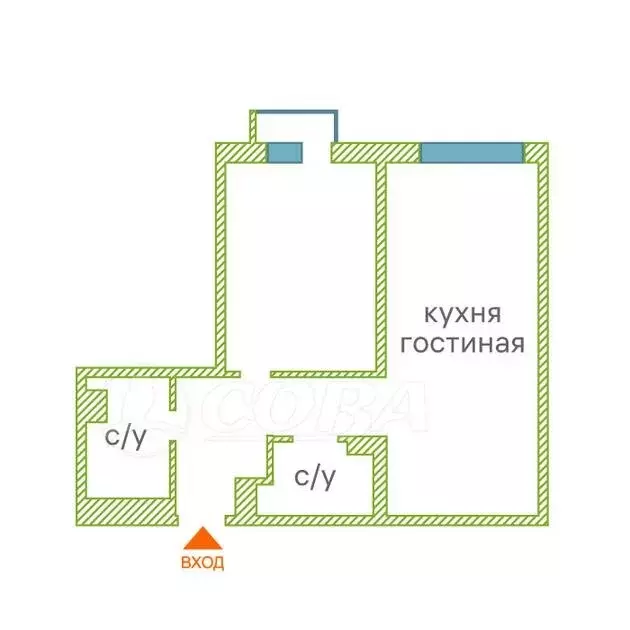 1-комнатная квартира: Тюмень, Харьковская улица, 76 (50 м) - Фото 0