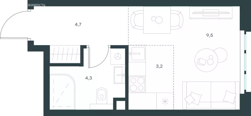 Квартира-студия: Москва, Южнопортовая улица, 28Ас16 (21.7 м) - Фото 0