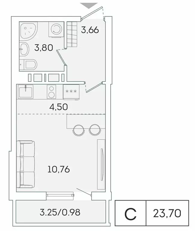 Квартира-студия: Мурино, Графская улица, 6к1 (22.8 м) - Фото 0