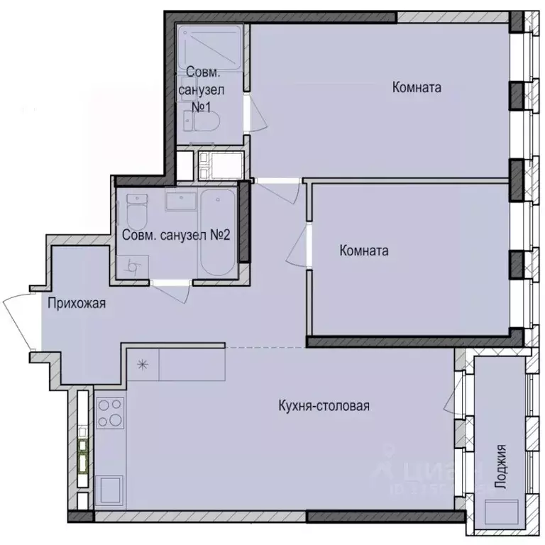 2-к кв. Татарстан, Казань Седьмое Небо жилрайон, Унай жилой комплекс ... - Фото 1