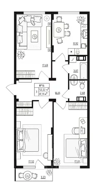 3-к кв. Ленинградская область, Гатчинский муниципальный округ, д. ... - Фото 1