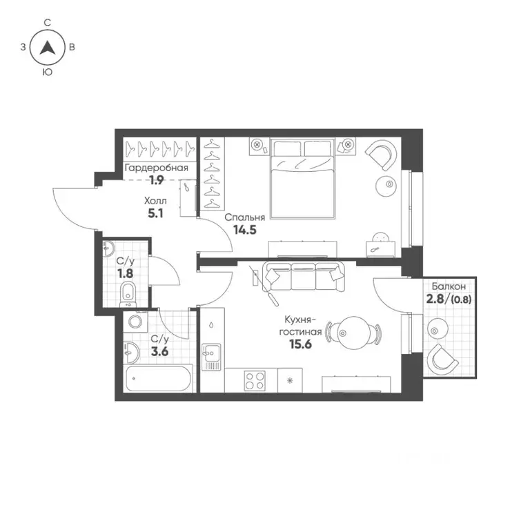 1-к кв. Свердловская область, Екатеринбург Солнечный жилрайон,  (43.3 ... - Фото 1