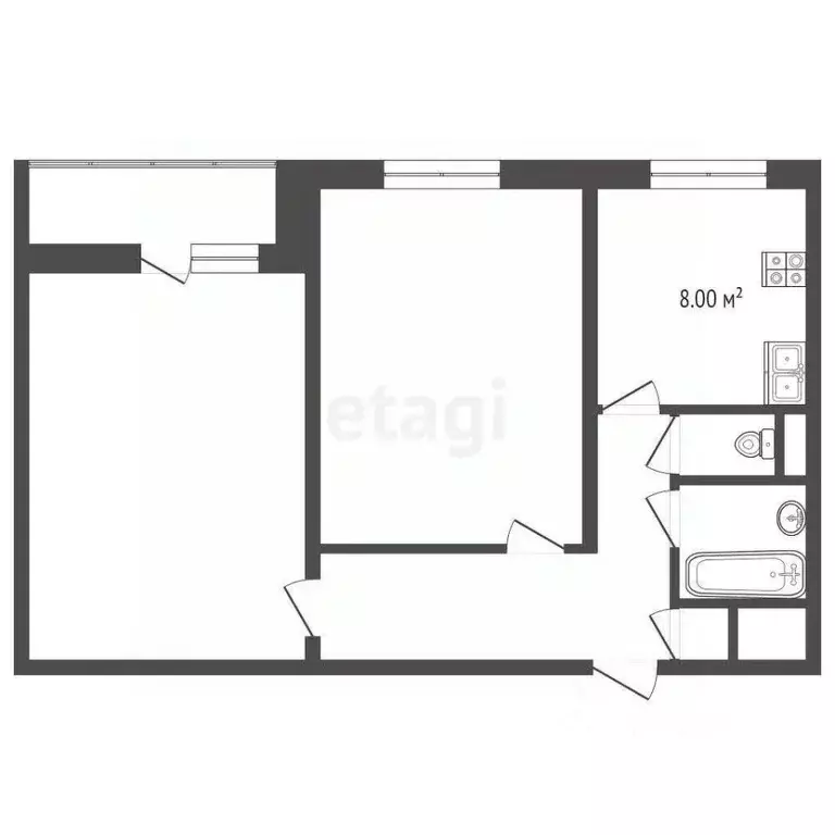 2-к кв. Вологодская область, Грязовец ул. Дружбы, 7 (48.0 м) - Фото 1