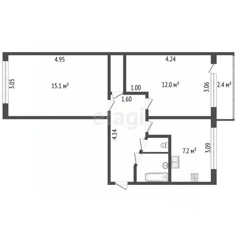 2-к кв. Санкт-Петербург Бухарестская ул., 67К4 (44.4 м) - Фото 2