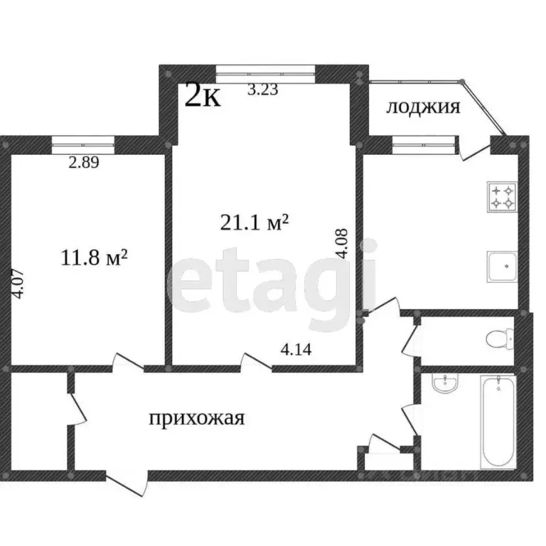 2-к кв. Ханты-Мансийский АО, Сургут ул. Мелик-Карамова, 43 (59.3 м) - Фото 1