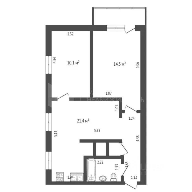 2-к кв. Тюменская область, Тюмень ул. Котовского, 10 (51.0 м) - Фото 2