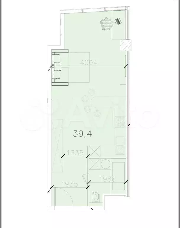 Апартаменты-студия, 40,4 м, 10/17 эт. - Фото 1