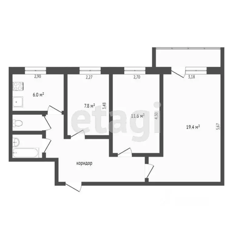 3-к кв. Москва 2-й Тушинский проезд, 10 (57.7 м) - Фото 2