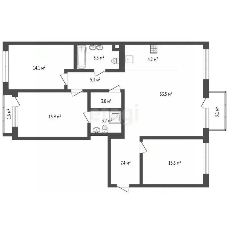 3-к кв. Тюменская область, Тюмень ул. Газовиков, 40 (110.9 м) - Фото 2
